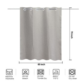 YISURE No Hook Stall Size Grey Shower Curtain Linen Style 60x76, Heavy Duty Cloth Shower Curtain for Bathroom No Hooks Needed, Machine Washable