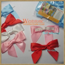 Weststone - 20pcs 3 1/2" RED Satin Self Adhesive Ribbon Bow for Cello Bags in Wedding and Party