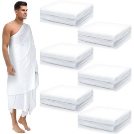 Suhine 6 Pcs Ahram Ihram Ehram for Hajj and Umrah Islamic Clothing for Men Umrah White Hajj Gifts, 41.3 x 82.7 Inches