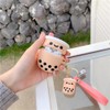 MDFREL Silicone Bubble Tea Keychain Creative Milk Tea Key Ring