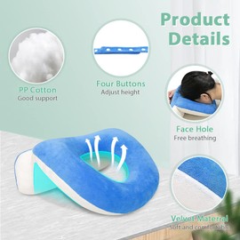 Face Down Pillow After Eye Surgery for Stomach Sleeper Prone Pillow Desk Napping Massage Face Cradle Donut Pillow for Head with Face Hole Prone Cushion Retinal Post Eye Surgery Recovery Pillow