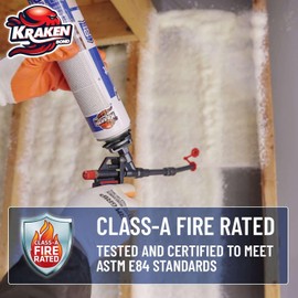 Kraken Bond Fastcoat Fire Rated Spray Foam Insulation (1x27.1 oz.) (R-Value 11.32 / 2in) Closed Cell Expanding Foam - Heat and Acoustic Insulation, Gun & Cleaner Not Includes, 20 Board Ft, 1 Pack