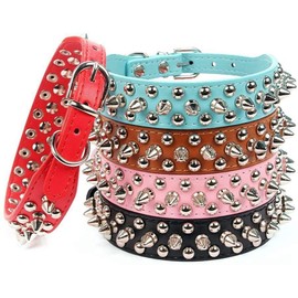 Jxinrong Mushrooms Spiked Rivet Studded Adjustable Pu Leather Pet Collars for Cats Puppy Dogs