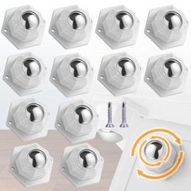 Weploda Pack of 12 Castors for Furniture, 360° Ball Castors for Furniture, Load Capacity 50 kg Ball Castors, Heavy Duty, Furniture Gliders for Heavy Furniture (with Screws)