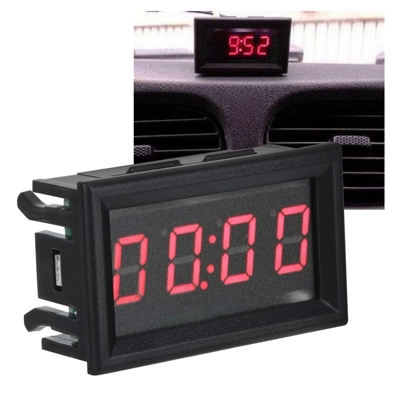 LED Electronic Digital Luminous Car Watch Clock Accessory Decoration (Red)