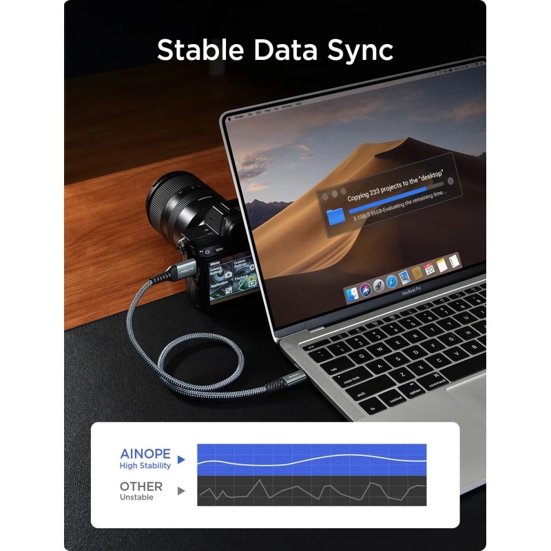 AINOPE USB C to Micro B Nylon Braided External Hard