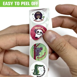 2000 Pcs Motivational Stickers for Kids Reward, 4 Rolls Animals Praise Classroom Incentive Decal for Behavior Chart, School Classroom Student Teacher Supplies（32 Designs， 1 Inch）