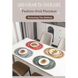 Juego de 6 manteles individuales de piel y posavasos, resistentes al calor, impermeables, a prueba de aceite, de piel, lavable, para decoración de fiesta, cocina, restaurante (estampados)