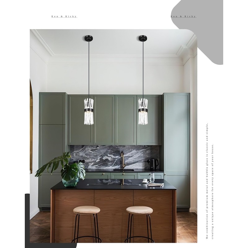 Ken & Ricky Crystal Pendant Lights, Modern Pendant Lights Kitchen