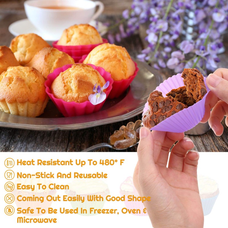 54 Pack Silicone Muffin Cups, Selizo Silicone Cupcake Baking Cups