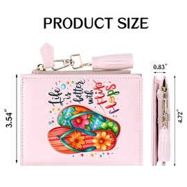 GEEAD Small Wallets for Women Slim Compact Bifold Card Holder Wallet with Zipper Keychain Coin Pocket