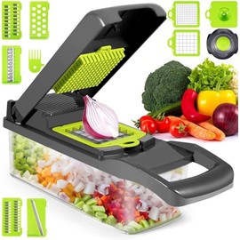 Vegetable Chopper, Onion Chopper, Mandolin Slicer,Pro 10 in 1professional food Choppermultifunctional Vegetable Chopper and Slicer, Dicing Machine, AdjustableVegetable Cutter With Container