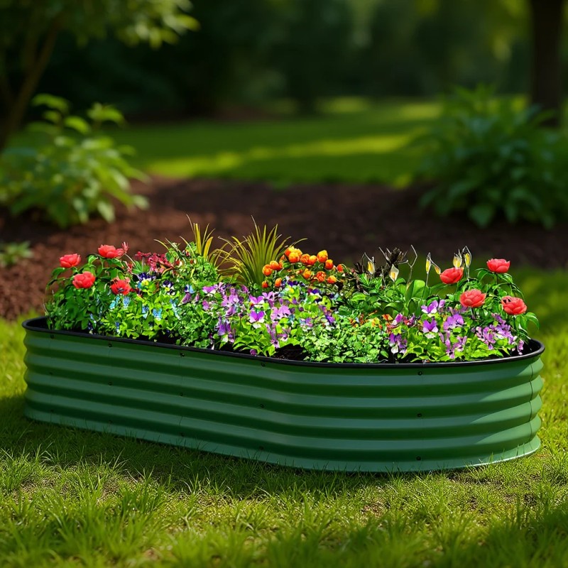 Raised Garden Bed 7 X 3 X 1 Metal Green