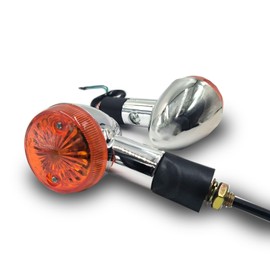 VRWEARE 4PCS Motorcycle Turn Signals Chrome Bullet Front Rear Amber Blinker Lights Indicator Compatible with Honda Harley Kawasaki Suzuki Yamaha ATV