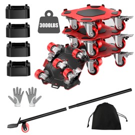 LOYAL TIGER Furniture Dolly & Movers 4-Pack 3000lbs - Heavy Duty Interlocking Furniture Sliders with No Scratch Design, Safe for Hardwood Floors, for Sofa/Refrigerator/Piano Moving (Red, 7in)