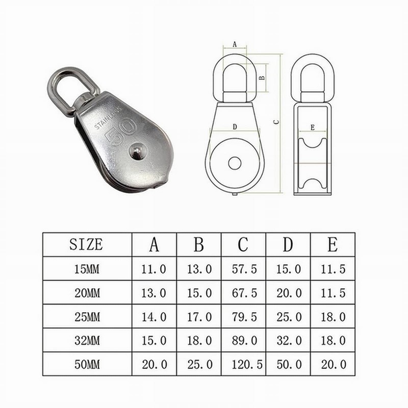 ExcInter Single Pulley M15 Steel Wheel Block Heavy Duty Pulley