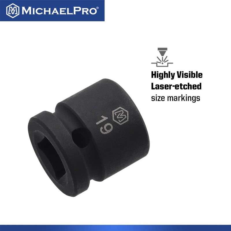 MichaelPro 1/2 Inch Low Profile Impact Socket Set, 14-Piece Low