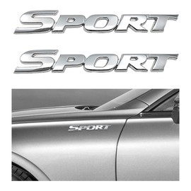KVAEY 2 PCS 3D Metal Car Sport Sticker, Chrome-Plated Personalise Sport Emblem Car Tailgate Decal Sticker, Sport Car Side Fender Rear Adhesive Emblem Badge Decals for SUVs Sedans RVs (Silver)