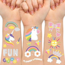 120Pcs Unicorn Temporary Tattoos, Rainbow Tattoos Birthday Party Favors Tattoo Decorations for Kids Girls Boys