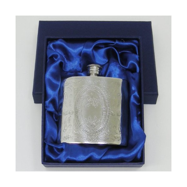 Pewter Skittle, English Rose, 4-Ounce, Pewter Flask by Pinder Bros [SP-012]