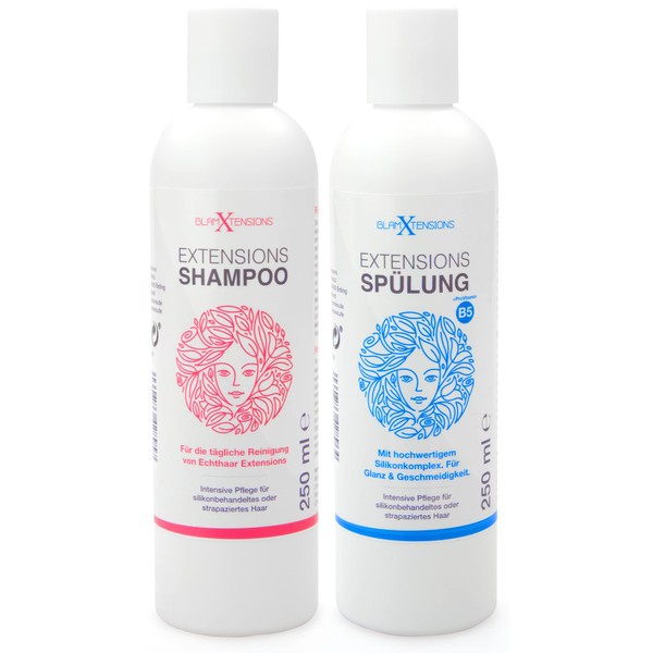 Extensions Shampoo and Conditioner Set for Real Hair, Extensions Care Hair Extensions Wigs and Hairpieces, 250 ml
