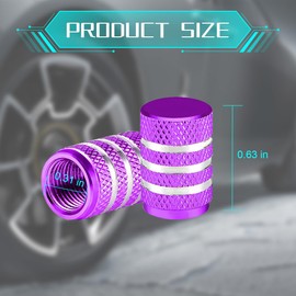 TSUGAMI Car Tire Valve Stem Caps, 5PCS Aluminum Corrosion Resistant Tyre Stem Air Covers with Liner, Leak-Proof Automotive Exterior Protection Accessories, Universal for SUV, Truck (Purple)