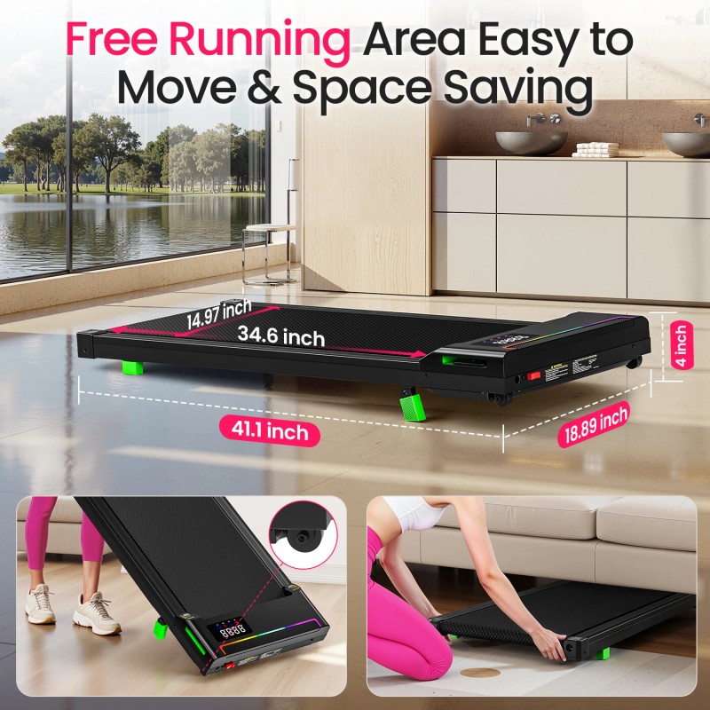 Akluer Portable Walking Pad with 6% Incline for Small Space