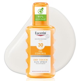Eucerin Oil Control Body Sun Spray Transparent SPF 30 200 ml, Transparent Sun Spray with UVA/UVB Filters, Waterproof and Sweat-Resistant Sun Protection for Athletes