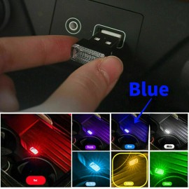 Lever3368 Blue Mini USB LED Car Accessories Interior Light Neon Atmosphere Lamp Bulb US