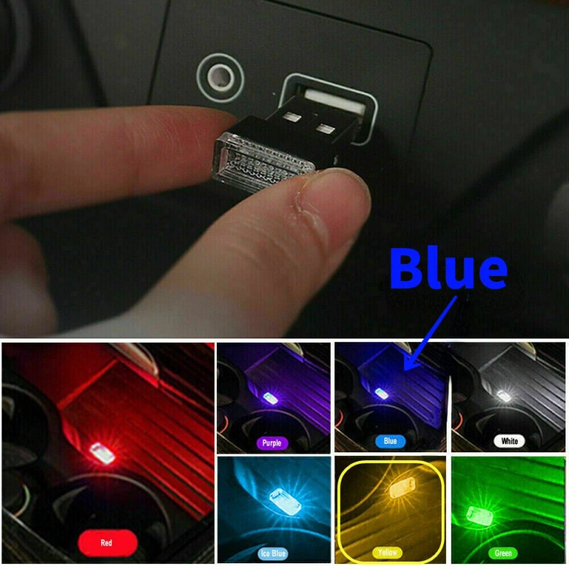 Lever3368 Blue Mini USB LED Car Accessories Interior Light Neon