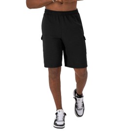 Champion Men's Big Cargo Shorts, Retired, Black-C Logo, Large Tall