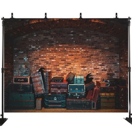 Platform 9 King Train Station Backdrop Magic Wizard School Photography Background Brown and Black Brick Wall Decoration Kids Birthday Party Supplies Photo Studio Props LHC050 7X5FT