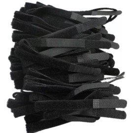 Unbranded 50 VELCR Brand Ties Cable Cord Organizer Wraps Reusable Die Cut Straps 4” Black