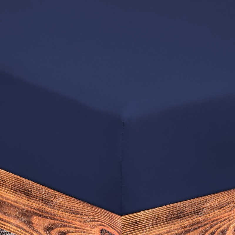 Soroor Bedding & Linen, Microfiber Double Fitted Sheet, Navy Deep