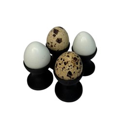 Undique Mini Egg Cup Set, Quail Egg Holders, Set of 4, (Black)