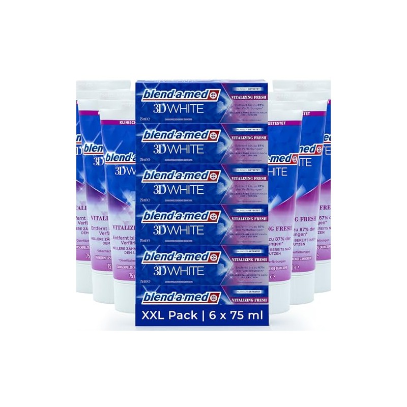 6 x Blend-a-med 3D White Vitalizing Fresh 75 ml XL