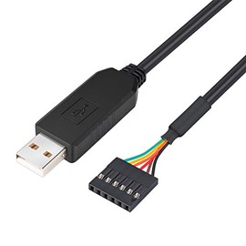 DTECH FTDI USB to TTL Serial 5V Adapter Cable 6 Pin 0.1 inch Pitch Female Socket Header UART IC FT232RL Chip Windows 10 8 7 Linux MAC OS (6ft, Black)