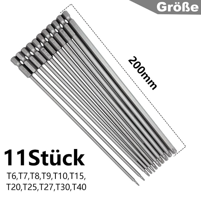 Saipor 11 Pieces 200 mm Torx Long Screwdriver Bit Set,