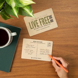 Hampton Beach, New Hampshire, Live Free or Die, Tan and Green, The Granite State (4x6 Birch Wood Postcards, 2-Pack Stationary, Rustic Home Wall Decor)