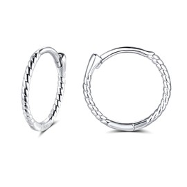Cangall Silver Hoop Earrings for Women, 925 Sterling Silver Twisted Hoop Earrings, Hypoallergenic Small Cartilage Sleeper Hoop Earrings Silver Huggie Earrings Jewelry Gift for Birthday Christmas