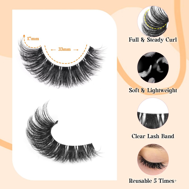 Fluffy Lashes Russian Strip Eyelashes Cat Eye False Lashes D