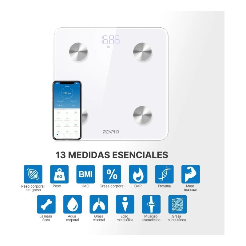 Báscula digital Renpho Balança Sem Fio Inteligente ES-CS20M Color Blanco