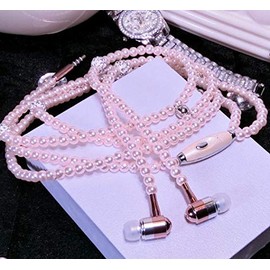 SPRINT4DEALS Wired Earphones with Microphone Headset Stereo Sound Quality Noise Canceling Headphones for Running/Cooking/Gym/Sports (Pearl-Light Pink)