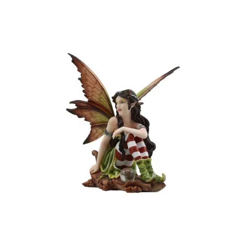 Jolly Christmas Woodlands Elf Fairy With Gazing Ball Sitting On