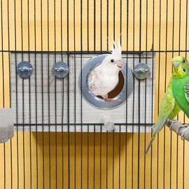 ShuRung ShuRung Parrot Nesting Box Cockatiel Nesting Box Bird Breeding Box House Handcrafted Wooden Acrylic Transparent Bird Box with Detachable Wooden Board for Parakeets Cockatiel Budgie Conure Parrot L