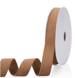 Cinta de terciopelo color caqui oscuro de 1 pulgada, cinta de terciopelo de doble cara continua de 20 yardas, ideal para adornos de árbol de Navidad, envoltura de regalos, fabricación de lazos,