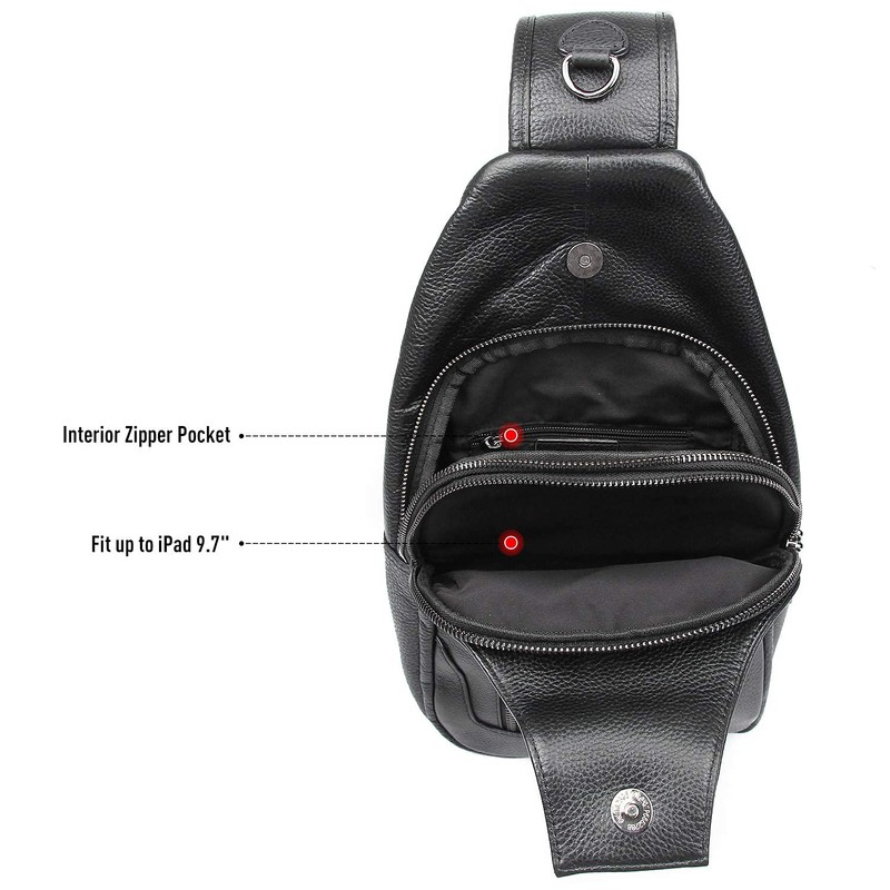 Polare Cowhide Leather Waterproof Casual Daypack Anti Theft Sling Shoulder