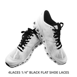 NDTEZUGT 2 Pairs 1/4"(6mm) Flat Thin Shoe Laces, Original Athletic Shoelaces Shoe Strings Replacement Laces for Sneakers (Black, 54''/140cm)