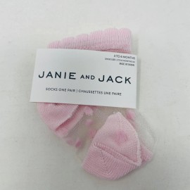 Janie and Jack Baby Girls 3-6 Months Sheer Polka Dot Ankle Socks in Light Pink