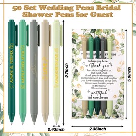 Chuangdi 50 Set Wedding Pens Favors for Guests Bulk Bridal Shower Gifts Includes Retractable Ballpoint Pen and Greeting Thank You Cards for Guest Wedding Bridal Shower Souvenirs Party Supplies